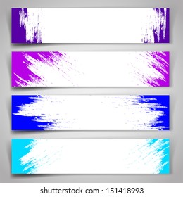 Collection of vector banners with blue and purple brush strokes on white background.Ã?Â?Ã?Â 