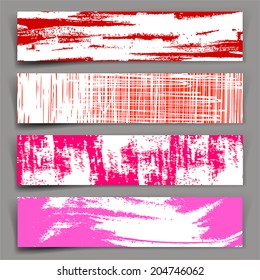Collection of vector banners with blue and purple brush strokes on white background.Ã?Â?Ã?Â 