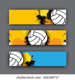 collection of vector banners volleyball theme. Volleyball ball on background. Beach  header for website or print