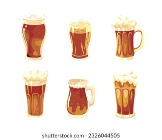 A collection of vector beer mug illustrations