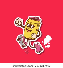 Collection of vector beer sticker designs in cool yellow color. Trendy cute smile patches.