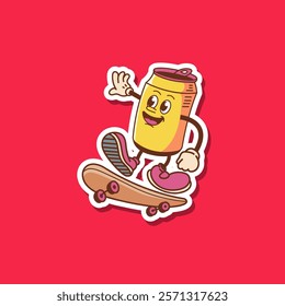 Collection of vector beer sticker designs in cool yellow color. Trendy cute smile patches.
