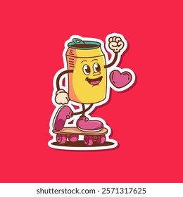Collection of vector beer sticker designs in cool yellow color. Trendy cute smile patches.