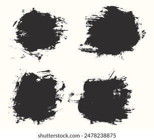 Collection of vector black color brush stroke background