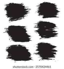 Collection of vector black color paint brush strokes texture