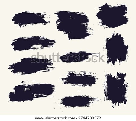 Collection of vector black grunge texture brush stroke background design
