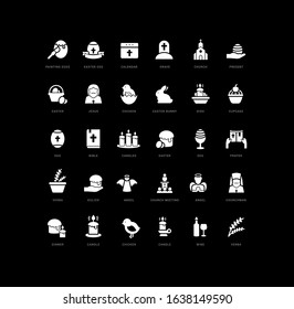 Collection of vector black and white icons of easter in simple design for mobile concepts, web and applications. Set modern logos and pictograms.