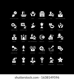 Collection of vector black and white icons of music award in simple design for mobile concepts, web and applications. Set modern logos and pictograms.