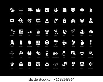 Collection of vector black and white icons of Valentine's day in simple design for mobile concepts, web and applications. Set modern logos and pictograms.