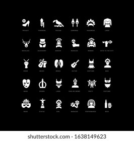 Collection of vector black and white icons of rio carnival in simple design for mobile concepts, web and applications. Set modern logos and pictograms.