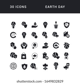 Collection of vector black and white icons of Earth day in simple design for mobile concepts, web and applications. Set modern logos and pictograms.