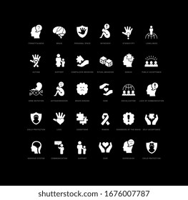 Collection of vector black and white icons of autism awareness day in simple design for mobile concepts, web and applications. Set modern logos and pictograms.