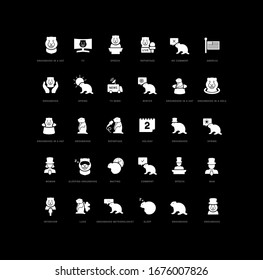 Collection of vector black and white icons of groundhog day in simple design for mobile concepts, web and applications. Set modern logos and pictograms.