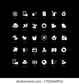 Colección de iconos vectoriales en blanco y negro del día vegano internacional en un diseño simple para conceptos móviles, web y aplicaciones. Establezca logotipos y pictogramas modernos.