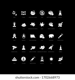 Collection of vector black and white icons of songkran in simple design for mobile concepts, web and applications. Set modern logos and pictograms.