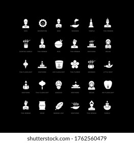 Colección de iconos vectoriales en blanco y negro de loi krathong en diseño simple para conceptos móviles, web y aplicaciones. Establezca logotipos y pictogramas modernos.