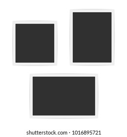 Collection of vector blank photo frames with shadow effects isolated on white background. Set different sizes of photos (frame) for your picture.
