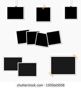 Collection of vector blank photo frames with shadow effects isolated on white background. Set different sizes of photos (frame) for your picture.