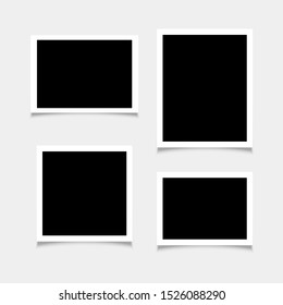 Collection of vector blank photo frames with shadow effects isolated on white background. Set different sizes of photos (frame) for your picture.