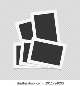 Collection Of Vector Blank Photo Frames With Shadow Effects Isolated On White Background. Set Different Sizes Of Photos For Your Picture.