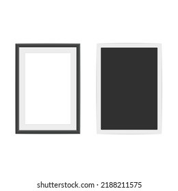 Collection of vector blank photo frames with shadow effects isolated on white background. Set different sizes of photos for your picture.