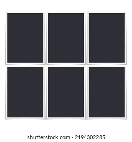 Collection of vector blank photo frames with shadow effects isolated on white background. Set different sizes of photos (frame) for your picture.