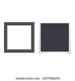 Collection of vector blank photo frames with shadow effects isolated on white background. Set different sizes of photos for your picture.
