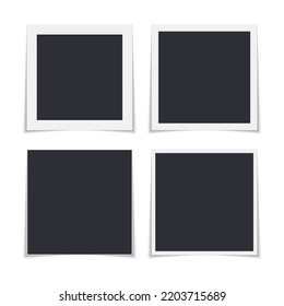 Collection of vector blank photo frames with shadow effects isolated on white background. Set different sizes of photos (frame) for your picture.