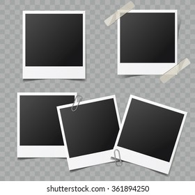 Collection of vector blank photo frames with transparent shadow effects