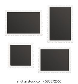 Collection of vector blank photo frames with shadow effects isolated on white background. Set different sizes vintage photos (frame) for your picture.