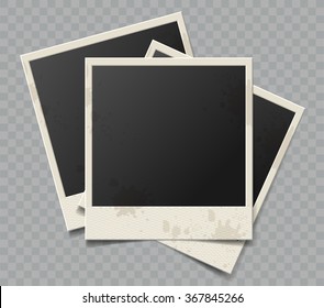 Collection of vector blank retro photo frames with transparent shadow effects