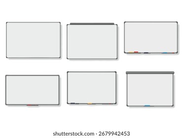 Coleção de Quadros de Comunicações em Branco Vetoriais com Marcadores para Fins de Escritório, Educação e Apresentação