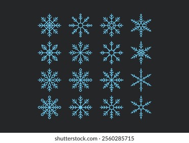 collection vector of blue snowflakes icon in any variation illustration
