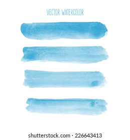 A collection of vector blue watercolor brushstrokes