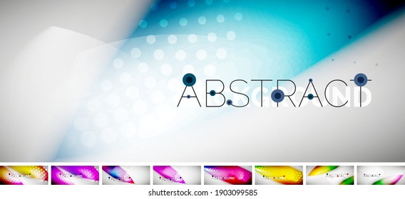 Collection of vector blurred color wavy shapes. Trendy templates for business or technology presentation, internet poster or web brochure cover, wallpaper