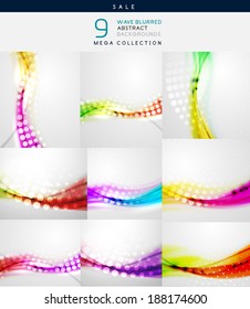 Kollektion von Vektorgrafik-unscharfen, abstrakten Hintergrundbildern mit Welle