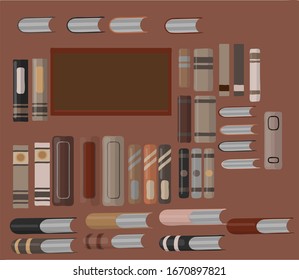 Collection of vector book set. cover page. Flat vector style