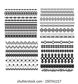Collection of vector borders and lines. Abstract horizontal elements for design