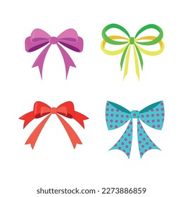 Collection of vector bows for clothes and for decorating gifts.
