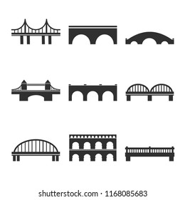 Collection of vector bridges icons for web, print, mobile apps design