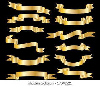 Collection of vector brightly ribbons in different shape