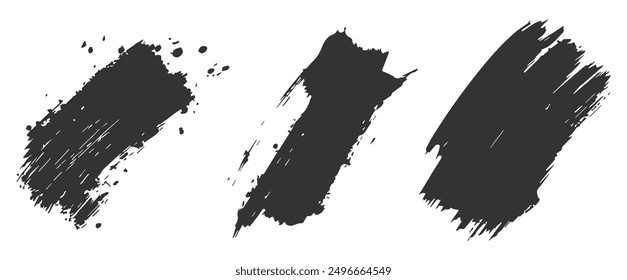 Collection of vector brush strokes in a flat black and white style.