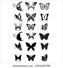 Collection of vector butterflies.  Butterfly silhouettes.