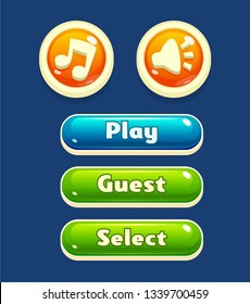 Collection of vector buttons for mobile games