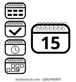 Colección de iconos de calendario de Vector aislados sobre un fondo transparente para Sitios web y recursos gráficos. Calendario con un día específico marcado, día 15.