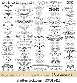 Coleção de elementos caligráficos vetoriais e decorações de páginas