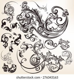 Collection of vector calligraphic flourishes and swirls