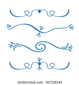 Collection of vector calligraphic lines ornaments or dividers . Retro style