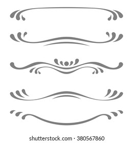 Collection of vector calligraphic lines ornaments or dividers. Retro style