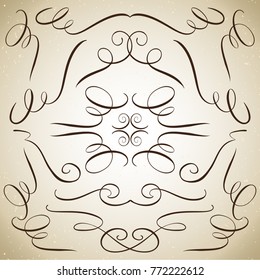 Collection of vector calligraphy flourishes and vignettes. High quality hand drawn design elements for your design